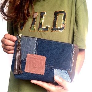 Denim Patchwork Cosmetics Bag
